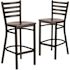 Carnegy Avenue 28.75 in. Walnut Wood Seat/Black Metal Frame Bar Stool (2-pack)