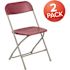 Carnegy Avenue Red Plastic Seat with Metal Frame Folding Chair (Set of 2)