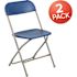 Carnegy Avenue Blue Plastic Seat with Metal Frame Folding Chair (Set of 2)