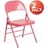 Carnegy Avenue Bubblegum Pink Metal Folding Chair (2-Pack)