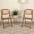 Bohemian Bamboo Folding Dining Chairs with Curved Backs, Modern Bamboo Folding Chairs for Dining and Events (Set of 2)