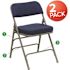 Carnegy Avenue Navy Fabric/Gray Frame Metal Folding Chair (2-Pack)