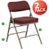 Flash Furniture Burgundy Fabric/Gray Frame Metal Folding Chair (2-Pack)