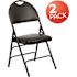 Flash Furniture Black Vinyl/Black Frame Metal Folding Chair (2-Pack)