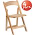Natural Hercules Series Beechwood Folding Event Chairs with Padded Seat, Modern Wooden Folding Banquet Chairs (Set of 4)