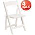 White Hercules Series Beechwood Folding Event Chairs with Padded Seat, Modern Wooden Folding Banquet Chairs (Set of 4)