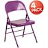 Flash Furniture Impulsive Purple Metal Folding Chair (4-Pack)