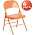 Flash Furniture Orange Marmalade Metal Folding Chair (4-Pack)