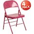 Flash Furniture Shockingly Fuchsia Metal Folding Chair (4-Pack)