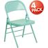 Flash Furniture Tantalizing Teal Metal Folding Chair (4-Pack)