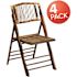 Bohemian Bamboo Folding Dining Chairs with Curved Backs, Modern Bamboo Folding Chairs for Dining and Events (Set of 4)