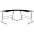 Carnegy Avenue 83.5 in. L-Shaped Black/Silver Computer Desks with Glass Top