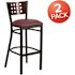 Carnegy Avenue 32 in. Mahogany Wood Back/Burgundy Vinyl Seat/Black Metal Frame Bar Stool (Set of 2)