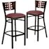 Carnegy Avenue 32 in. Mahogany Wood Back/Burgundy Vinyl Seat/Black Metal Frame Bar Stool (Set of 2)