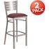 Carnegy Avenue 29 in. Burgundy Vinyl Seat/Silver Frame Bar Stool (Set of 2)