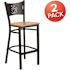 Carnegy Avenue 29 in. Natural Wood Seat/Black Metal Frame Bar Stool (Set of 2)