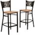 Carnegy Avenue 29 in. Natural Wood Seat/Black Metal Frame Bar Stool (Set of 2)
