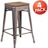 Carnegy Avenue 24.25 in. Clear Coated Bar Stool (Set of 4)