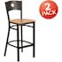 Carnegy Avenue 29 in. Natural Wood Seat/Black Metal Frame Bar Stool (Set of 2)