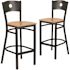 Carnegy Avenue 29 in. Natural Wood Seat/Black Metal Frame Bar Stool (Set of 2)