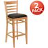 Carnegy Avenue 31 in. Black Vinyl Seat/Natural Wood Frame Bar Stool (Set of 2)