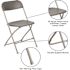 Carnegy Avenue Hercules Series Gray Metal 650 lb. Weight Capacity Lightweight Event Folding Chair (Set of 10)