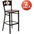 Carnegy Avenue 43 in. Walnut Wood Back/Walnut Wood Seat/Black Metal Frame Bar Stool (Set of 2)