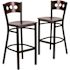 Carnegy Avenue 43 in. Walnut Wood Back/Walnut Wood Seat/Black Metal Frame Bar Stool (Set of 2)