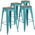 Carnegy Avenue 30 in. Crystal Teal-Blue Bar Stool (Set of 4)