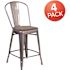 Lincoln 40.5 in H Clear Coated Full Metal Bar Stool with Wood Seat Set of 4 Seat Indoor Counter Height Stool with Back