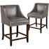 Carnegy Avenue 36 in. Light Gray Leather Bar Stool (Set of 2)