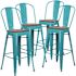 Carnegy Avenue 46 in. Crystal Teal-Blue Bar Stool (Set of 4)