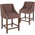 Carnegy Avenue 24 in Brown Fabric Bar Stool (Set of 2)