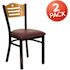 Carnegy Avenue Natural Wood Back/Burgundy Vinyl Seat/Black Metal Frame Restaurant Chairs (Set of 2)
