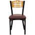 Carnegy Avenue Natural Wood Back/Burgundy Vinyl Seat/Black Metal Frame Restaurant Chairs (Set of 2)