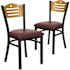 Carnegy Avenue Natural Wood Back/Burgundy Vinyl Seat/Black Metal Frame Restaurant Chairs (Set of 2)