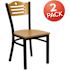 Carnegy Avenue Natural Wood Back/Natural Wood Seat/Black Metal Frame Restaurant Chairs (Set of 2)