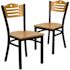 Carnegy Avenue Natural Wood Back/Natural Wood Seat/Black Metal Frame Restaurant Chairs (Set of 2)