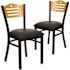 Carnegy Avenue Natural Wood Back/Black Vinyl Seat/Black Metal Frame Restaurant Chairs (Set of 2)