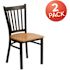 Carnegy Avenue Natural Wood Seat/Black Metal Frame Restaurant Chairs (Set of 2)