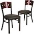 Carnegy Avenue Mahogany Wood Back/Black Vinyl Seat/Black Metal Frame Restaurant Chairs (Set of 2)