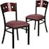 Carnegy Avenue Mahogany Wood Back/Burgundy Vinyl Seat/Black Metal Frame Restaurant Chairs (Set of 2)