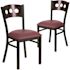 Carnegy Avenue Walnut Wood Back/Burgundy Vinyl Seat/Black Metal Frame Restaurant Chairs (Set of 2)