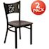 Carnegy Avenue Mahogany Wood Seat/Black Metal Frame Restaurant Chairs (Set of 2)
