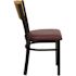 Carnegy Avenue Natural Wood Back/Burgundy Vinyl Seat/Black Metal Frame Restaurant Chairs (Set of 2)