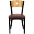 Carnegy Avenue Natural Wood Back/Burgundy Vinyl Seat/Black Metal Frame Restaurant Chairs (Set of 2)