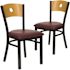 Carnegy Avenue Natural Wood Back/Burgundy Vinyl Seat/Black Metal Frame Restaurant Chairs (Set of 2)