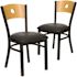 Carnegy Avenue Natural Wood Back/Black Vinyl Seat/Black Metal Frame Restaurant Chairs (Set of 2)