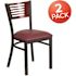 Carnegy Avenue Mahogany Wood Back/Burgundy Vinyl Seat/Black Metal Frame Restaurant Chairs (Set of 2)