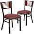 Carnegy Avenue Mahogany Wood Back/Burgundy Vinyl Seat/Black Metal Frame Restaurant Chairs (Set of 2)
